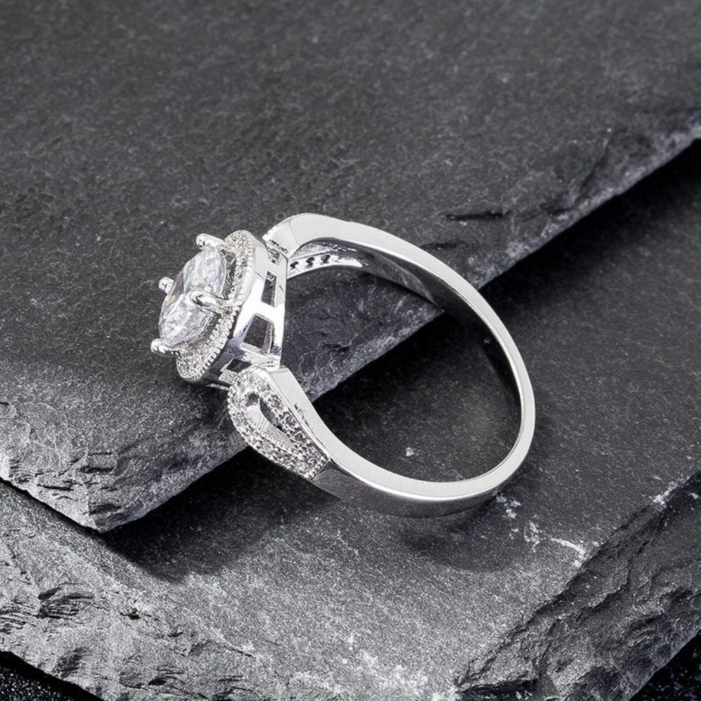 🌸Stylish Saudi Arabia White Gold Round Cut Ring for Women, MARR9360 - Picture 5 of 5